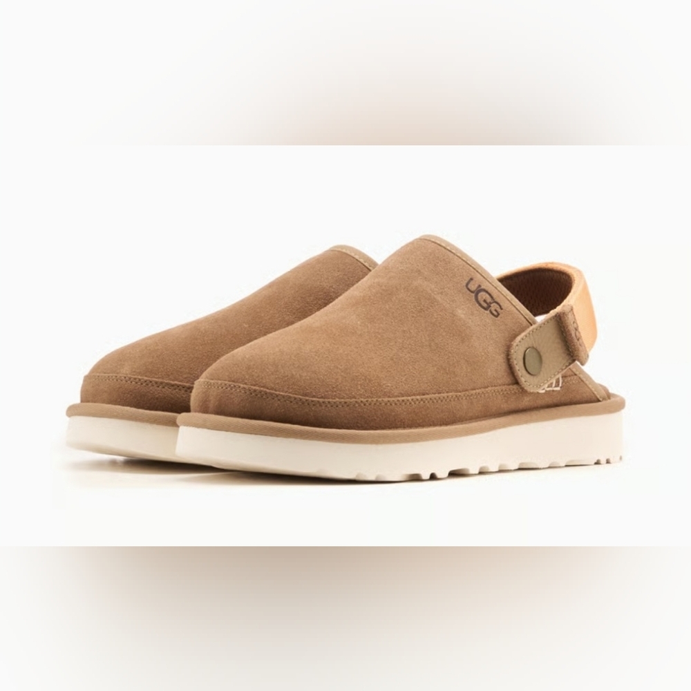 SIZE 9  MEN'S  UGG. GOLDENCOAST CLOG Brown Suede Slingback Shoes - Picture 2 of 9